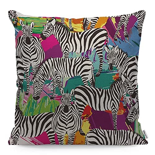 Image of WONDERTIFY Zebra Cushion Cover Zebra Animal Throw Pillow Covers Cushion Case For Couch Home Decor Black White 45X45 Cm