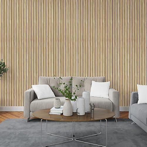 Image of Acoustic Wall Panels 600MM X 2400MM Pack of 4 Soundproof Decorative Panels for Noise Reduction in Studio, 3D Slat Wall Panelling 5.76m² per Pack (Natural Oak 01A)