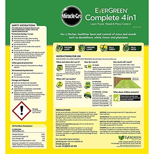 Image of MIRACLE GRO EverGreen 4 in 1 Lawn Care - Kills Weeds, Moss and Feeds Lawns - 80m2