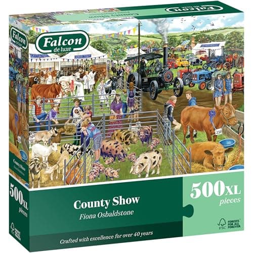 Image of Falcon County Show - 500 XL Piece Jigsaw Puzzle for Adults - Beautifully Illustrated 500 Pc Adults Jigsaw Puzzle, Fun Activity for Home, Puzzles for Rainy Days, Birthday Jumbo