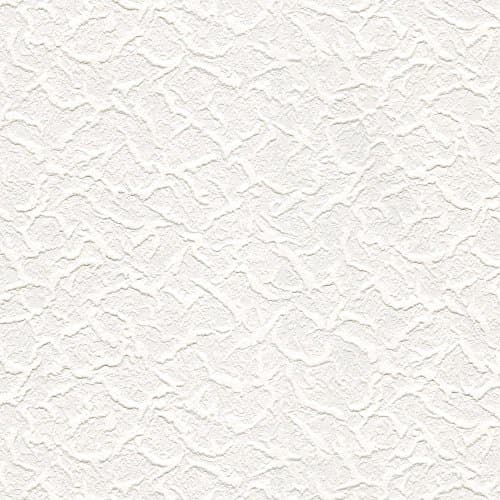 Image of Belgravia Blown Vinyl White Cracked Ice Textured Wallpaper - Modern Wallpaper for Living Room, Bedroom, Fireplace - Decorative & Paintable Luxury Wall Paper (White)