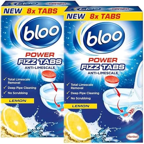 Image of Bloo Power Fizz Tabs Anti Limescale Drain Deep Cleaning For Toilet - Toilet Cleaner Removes Stubborn Limescale And Odors - Limescale Remover Ensures Deep Cleaning, 2 Pack + Free Cheeroo Magnet