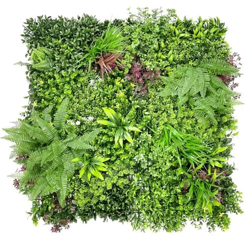 Image of Artificial Living Wall Panels 1m x 1m - Artificial Grass Wall Panels - Garden Screening & Indoor Outdoor Plant Wall for Garden Privacy & Flower Wall Panel - 3-Year UV Guarantee (Forest Bloom)