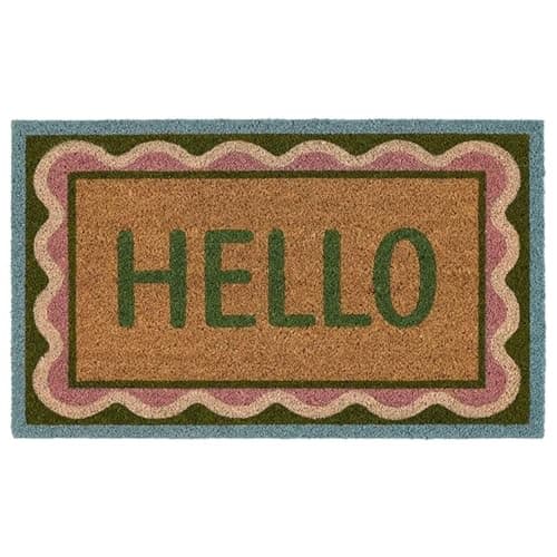 Image of My Mat Printed Coir Doormat, Perfect for Indoor and Outdoor Use, Large Welcome Mat for Front Door, Entryway and Patio Printed Coir Hello Scallop