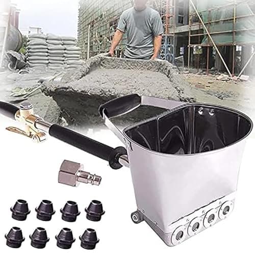 Image of HLGKBY 4 Jet Wall Sprayer, Concrete Sprayer, Plaster Sprayer, 4 Jet Stucco Sprayer, Cement Mortar Spray Gun Hopper Gun Concrete Stucco Plaster Paint Wall Ceiling Tool, Small and Portable