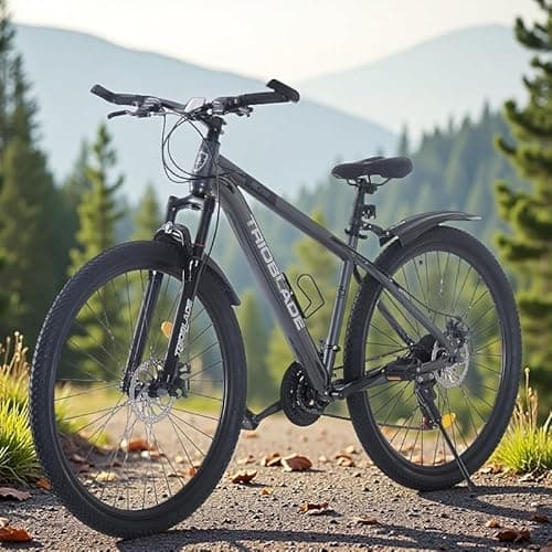 Image of BSTSEL 24/26/27.5/29 Inch Mountain Bike with Front Suspension Fork Mountain Bicycle 21 Speeds with Dual Disc-Brake Suitable for Over 18 Years (24 Inch Grey)