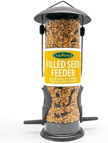Image of Oakdale Premium Filled Seed Bird Feeder, Heavy Duty Metal & Weatherproof, Ready-to-Hang, Attracts Finches & Sparrows