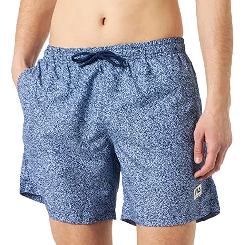 Image of FILA Men's Sacramento AOP Beach Shorts Swim Trunks, Medieval Blue Structure AOP, XL