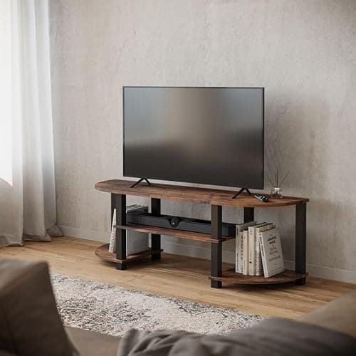 Image of URBNLIVING Wide TV Unit Stand, Modern S-Tube Entertainment Centre with Spacious Storage, Ideal for Living Room Bedroom, Durable MDF Construction, Multiple Finish Options