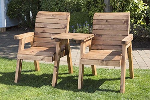 Image of Hand Made 2 Seater Chunky Rustic Wooden Garden Furniture Companion/Love Seat