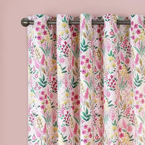 Image of Catherine Lansfield Tilly Floral Fully Reversible 66x90 Inch Eyelet Curtains Two Panels Pink