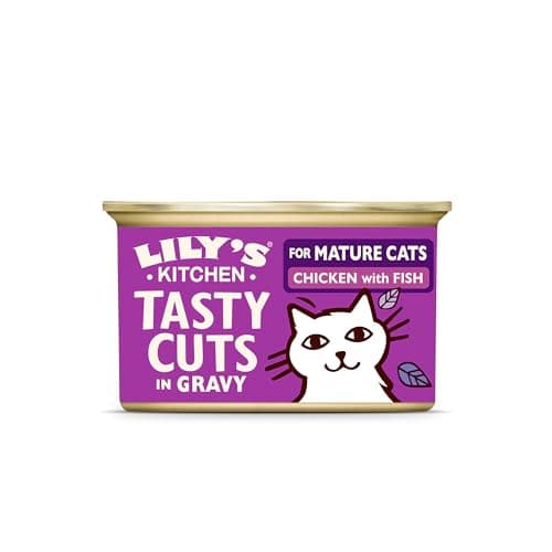 Image of Lily’s Kitchen Tasty Cuts in Gravy Chicken with Fish, Complete Nutrition, Cat Wet Food (18x85g) Tin, Tailored for Senior Cats, With Natural Ingredients, Grain-free Recipe