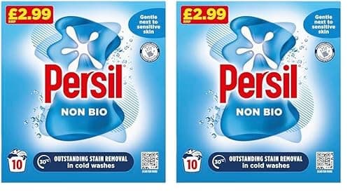 Image of Persil Non Bio Washing Powder gentle next to sensitive skin for outstanding stain removal in cold washes 10 washes (500 g) (Pack of 2)