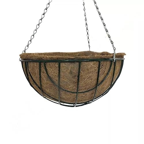 Image of Oakland Gardens Hanging Baskets 18"(45cm) Metal Green Planter Chain with Liners Round Wire Coco | Biodegradable, Water Absorbent | Garden Planter Baskets for Indoor & Outdoor Use|Pack of 1