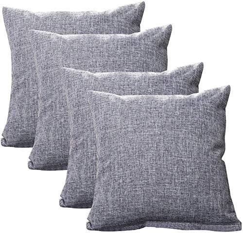 Image of GONOVE Cushion Covers 50×50cm Solid Soft Cotton Linen Throw Pillow Cover Set of 4 Decorative Plain Pillowcase Square Cushion Cover for Home Sofa Bed Chair Décor, Grey
