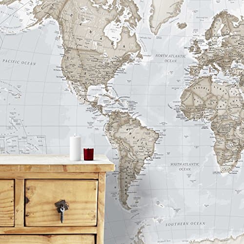 Image of Giant World Map Mural – Mega-Map Of The World – Neutral Tones - 232 x 158