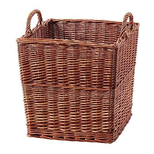 Image of Wickerfield Wicker Laundry Basket with Handles, Log Baskets for Wood Burner Indoor, Extra Large Willow Storage Baskets for Blanket, Large Wicker Log Basket Rectangle for Fireplace (Brown, Full Wicker)