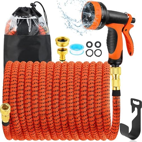 Image of BoriYa Hose Pipe - Upgraded Expandable Garden Hoses 100ft 30m,Stretchy Hosepipe with Spray Gun,Expanding No-Kink Magic Hose with Metal Connectors,Flexible Water Hos for Garden,Pet & Car Cleaing