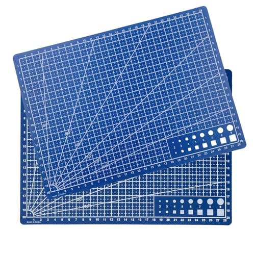 Image of Qinsky A5 Cutting Mat,2 Pcs A5 Self-Healing Cutting Mat Sewing Mat Craft Cutting Board for DIY Art Work Sewing Cutting- Blue