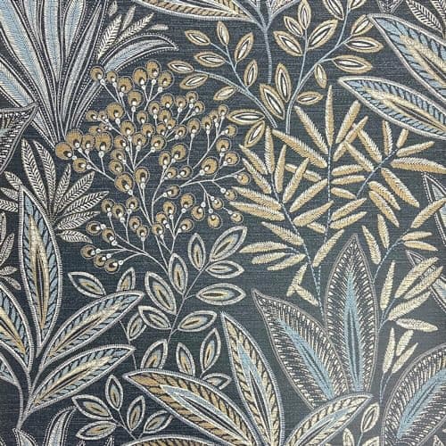 Image of Crown Sahara Leaf Navy Wallpaper M1784