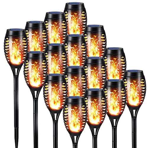 Image of NEXVIN 16 Pack Solar Flickering Dancing Flame Lights Waterproof Solar Torch Lights for Outdoor Garden Patio Pathway Yard Driveway Decorative