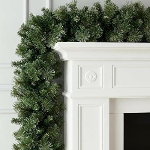 Image of GloBrite Pine Christmas Garland 2.7m w/ 280 Tips - Plain Green - Realistic Cedar Pine, Indoor & Outdoor, Flexible & Adjustable, PVC Tips for Fullness - For Fireplace & Staircase Christmas Decorations