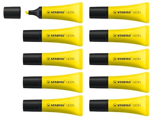 Image of STABILO NEON - Highlighter - Pack of 10 - Yellow