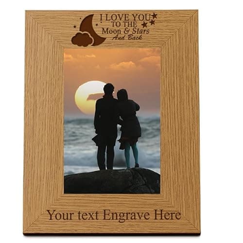 Image of Personalised Love You To The Moon And Stars & Back Wooden Photo Frame Gift (4 x 6 Inch)