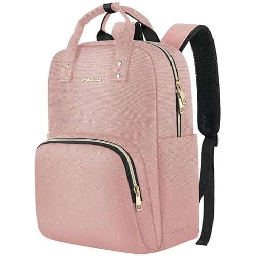 Image of Z-MGKISS Laptop Backpack for Women, Casual Lightweight Daypack, Rucksack Bag 15.6 Inch, Stylish Women Work Backpack for Travel Business College, Gifts for Ladies Teacher Nurse, Pink