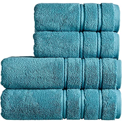 Image of Christy Antalya Large Bath Towels | Set of 4 | 100% Turkish Cotton | 600GSM | Soft Plush Luxury Towel Set | 2 Bath Towels 2 Hand Towels | Quick Dry | Jade Teal