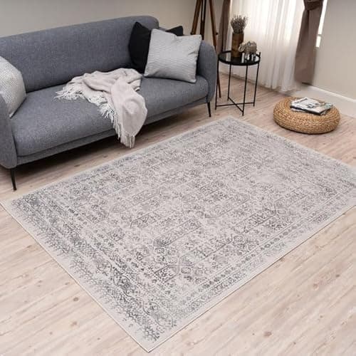 Image of THE RUGS Montana Rug - Modern & Vintage Low Pile Area Rugs Living room, Bedroom, Kitchen, Soft Low Pile, Pet-Friendly, Easy to Clean [Vintage Cream, 80x150 cm]