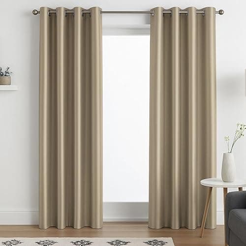 Image of John Aird Luxury Faux Silk Fully Lined Eyelet Curtains (Latte, 229cm Width x 183cm Drop (90"x 72")