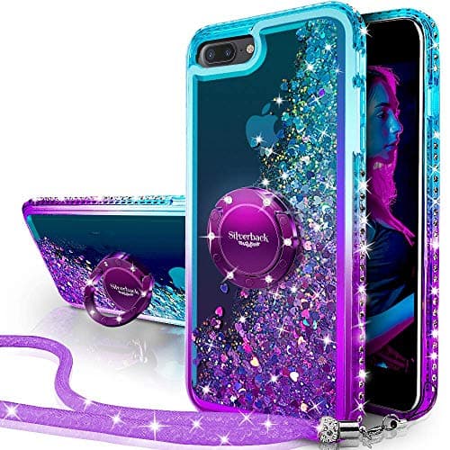Image of Miss Arts Case for iPhone 8 Plus/7 Plus, Girls' Silicone Glitter Bling Glitter Luxury Case with Stand, Liquid Protective Case for Apple iPhone 8 Plus/7 Plus – Purple