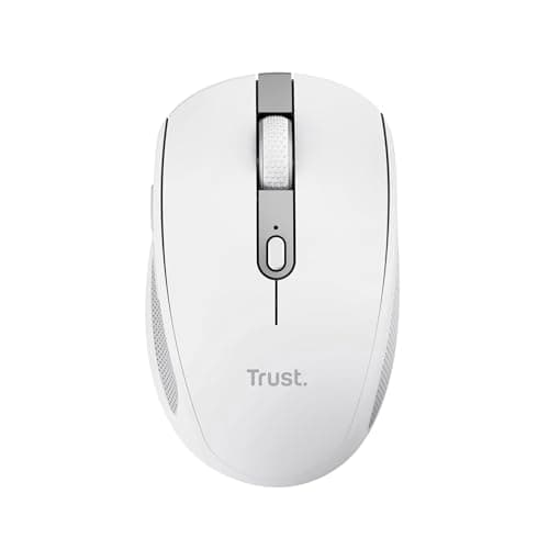 Image of Trust Ozaa Silent Wireless Mouse Bluetooth + 2.4GHz, Compact Multidevice Mouse, 60% Recycled Plastics, Rechargeable Bluetooth Mouse for Laptop PC Computer Windows Android Mac - White