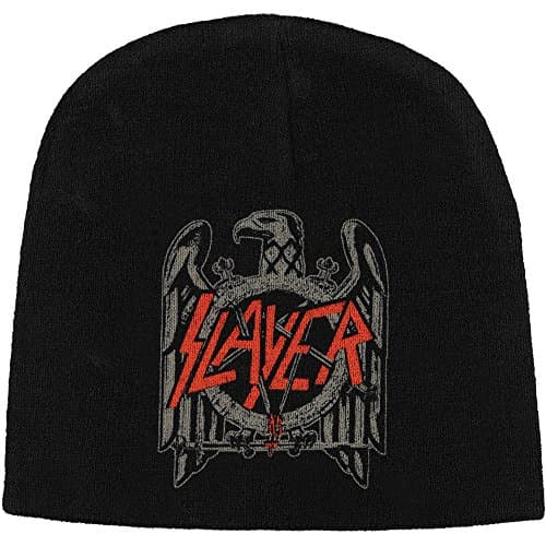 Image of Slayer Beanie Hat Cap Eagle Band Logo Official Jersey Print Black One Size