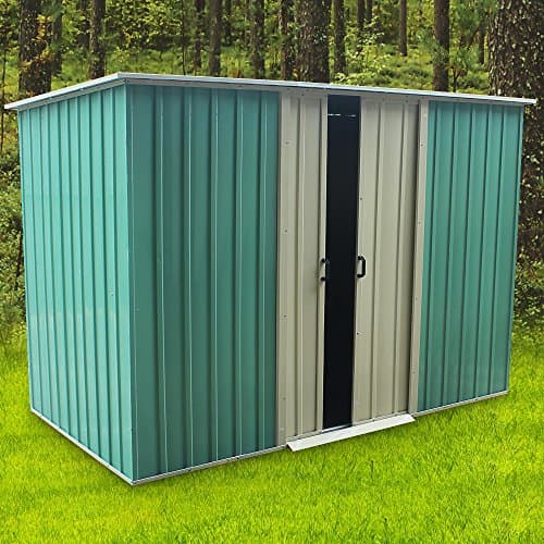 Image of Panana 8 x 4ft Metal Sheds Tool Storage House Metal Garden Apex Roof Storage Box House Doors open on 8FT side (GSGD01GN8X4), SEENGSGD0601