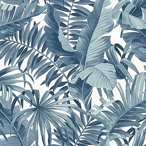 Image of FD24133 - Solstice Tropical Leaf Blue Fine Decor Wallpaper