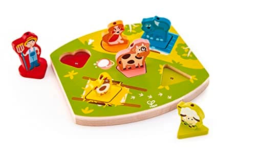 Image of Hape Forest Animal Tactile Puzzle | Wooden Jigsaw Puzzle | Forest Animals Block Puzzle | For 2 Years +