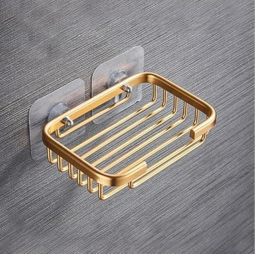 Image of Gold Bar Soap Holder for Shower Wall,Stainless Steel Adhesive Soap Dish for Bathroom,Drill Free Soap Holder Storage Rack Soap Dishes Holders and Dispensers Bathroom Accessories,Easy to Install