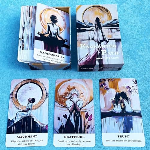 Image of QCFQCF The Enchanted Path Oracle Cards, Oracle Cards for Beginners, Self Love and Spiritual Growth Oracle Deck, Inspirational Guidance Tarot Deck, Unlock Your Inner Magic