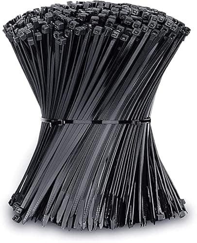 Image of Black Cable Ties, 300mm x 4.8mm, Pack of 100, 12" Premium Nylon Zip Ties Multi-Purpose Plastic Tie Wraps Secure Self-Locking Mechanism for Home, Garden, Office and DIY by AAN
