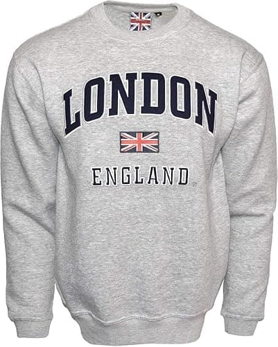 Image of British Heritage Brands LE201GN Unisex London England Sweatshirt Grey Navy XS-2XL (L)