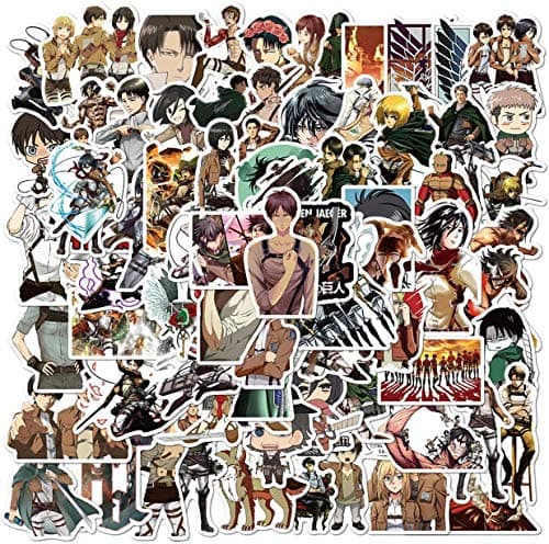 Image of Attack On Titan Stickers - 50PCS Cool Anime Stickers, Vinyl, Waterproof for Teens, Adults, Laptop, Water Bottles, Skateboard, Guitar