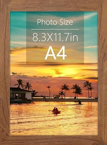 Image of Beech A4 Wooden Picture Frame with Plexiglass Window, 21x29.7cm Black Certificate, Wall-Mount & Desk Stand