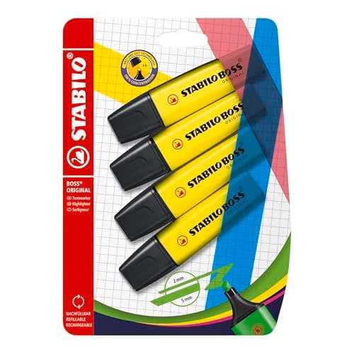 Image of STABILO BOSS ORIGINAL - Highlighter - Pack of 4 - Yellow