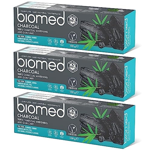 Image of Biomed Triple Charcoal 98% Natural Whitening Toothpaste | Gum Care, Bamboo Charcoal | Vegan, SLES Free 100g(pack of 3)