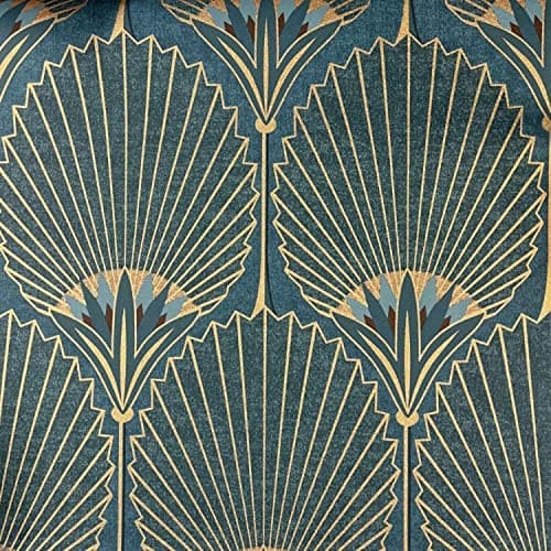 Image of Grandeco Nile Palm Wallpaper Teal Art Decor Vinyl Wall Covering