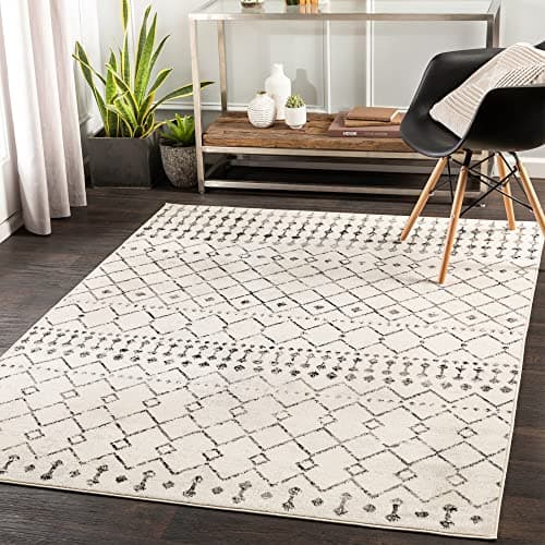 Image of Livabliss Leonor Abu Dhabi Geometric Rug - Scandi Area Rugs Living Room 130x170 cm, Dining, Kitchen - Neutral, Abstract Patterned Rugs, Boho Style, Easy Care Pile - Large Rug, Ivory, Grey, Black