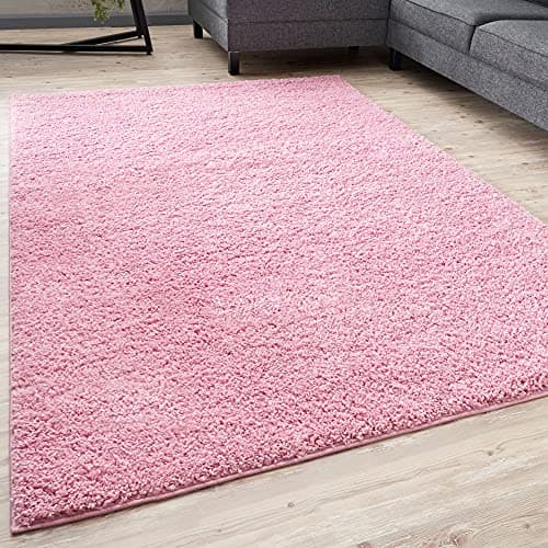 Image of THE RUGS Living Room Rug - Shaggy Soft And Elegant Carpets For The Bedrooms And Kitchen, Easy To Clean, Many Different Sizes (80x150 cm, Pink)