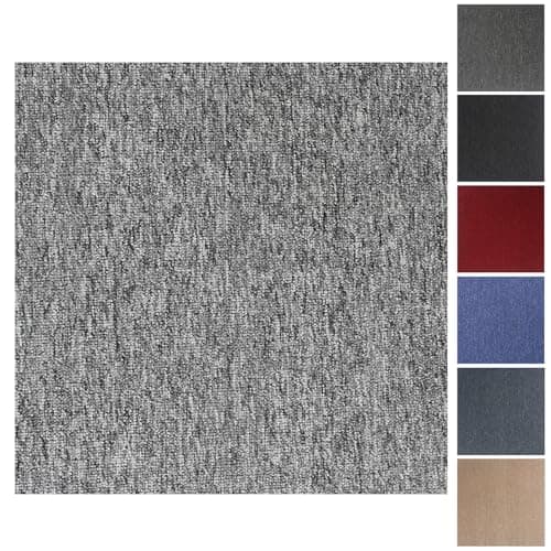 Image of Carpet Tiles, 20pcs Carpet Tiles 50x50 for for Commercial Retail, Office, Home, Kitchen, Bedroom, Living Room, Bathroom (Grey)